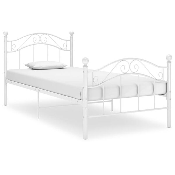 vidaXL Bed Frame without Mattress White Metal 100x200 cm