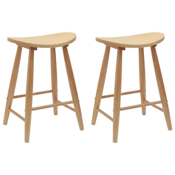 vidaXL Dining Chairs 2 pcs Natural 46 x 37 x 63 cm Solid Rubber Wood