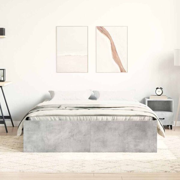 vidaXL Bed Frame without Mattress Concrete Grey 150x200 cm King Size King Size