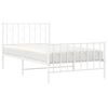 vidaXL Metal Bed Frame without Mattress with Footboard White 100x200cm