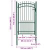 vidaXL Fence Gate with Spikes Steel 104x134.5 cm Green