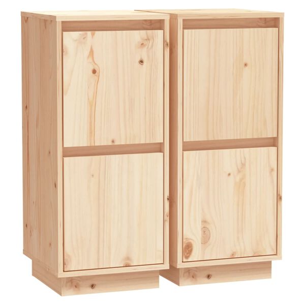 vidaXL Sideboards 2 pcs 31.5x34x75 cm Solid Wood Pine