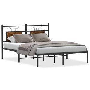vidaXL Bed Frame without Mattress Smoked Oak 137x190 cm Engineered Wood