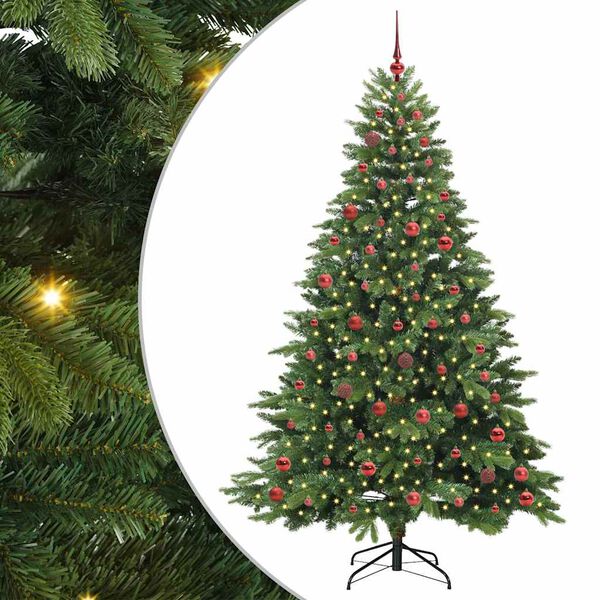 vidaXL Artificial Christmas Tree with 300 LEDs Green 210 cm PE and PVC