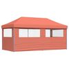 vidaXL Foldable Party Tent Pop-Up with 3 Sidewalls Terracotta