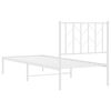 vidaXL Metal Bed Frame without Mattress with Headboard White 75x190cm