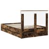 vidaXL Bed Frame with Drawer Smoked Oak 135 x 190 cm Engineer Wood