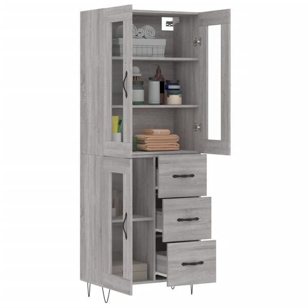 vidaXL Highboard Grey Sonoma 69.5x34x180 cm Engineered Wood