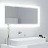 vidaXL LED Bathroom Mirror High Gloss White 100x8.5x37 cm Acrylic