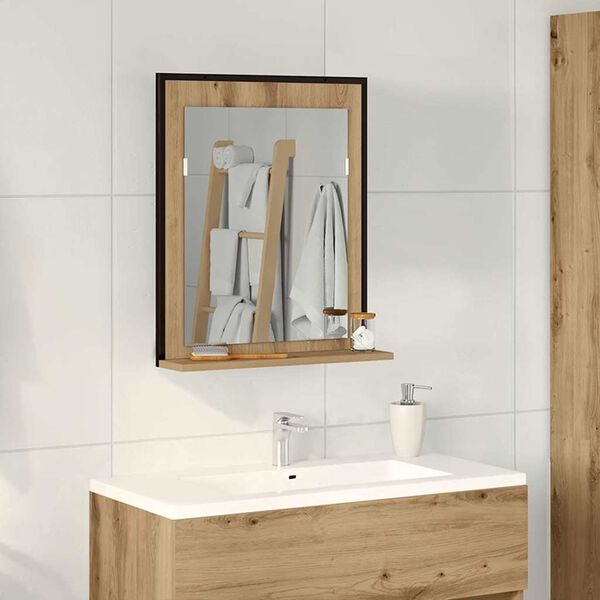 vidaXL Mirror Artisan oak 50 x 12 x 60 cm Glass and Engineered Wood