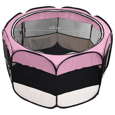 vidaXL Foldable Dog Playpen with Carrying Bag Pink 125x125x61 cm