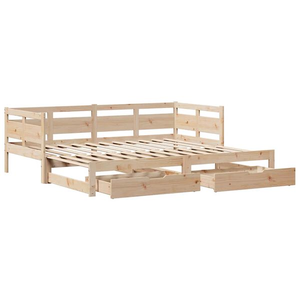 vidaXL Daybed with Trundle and Drawers without Mattress 90x190 cm Single