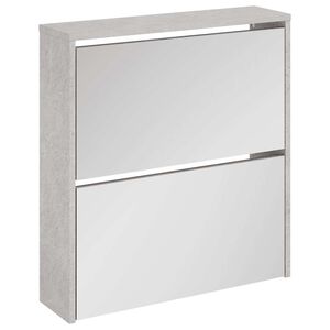 vidaXL Shoe Cabinet with Mirror 2-Layer Concrete Grey 63x17x67 cm