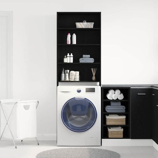 vidaXL Washing Machine Cabinet Black Oak 64 x 24 x 190 cm