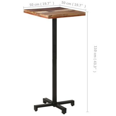 vidaXL Bistro Table Square 50x50x110 cm Solid Reclaimed Wood