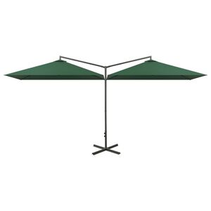 vidaXL Double Garden Parasol with Steel Pole Green 600x300 cm