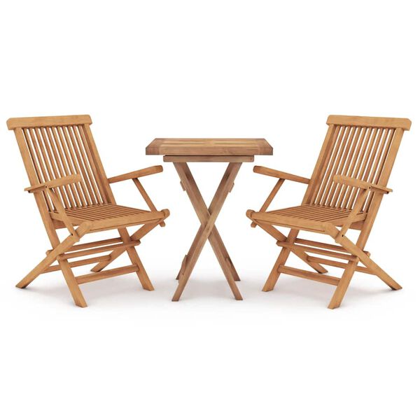vidaXL 3 Piece Garden Dining Set Solid Wood Teak