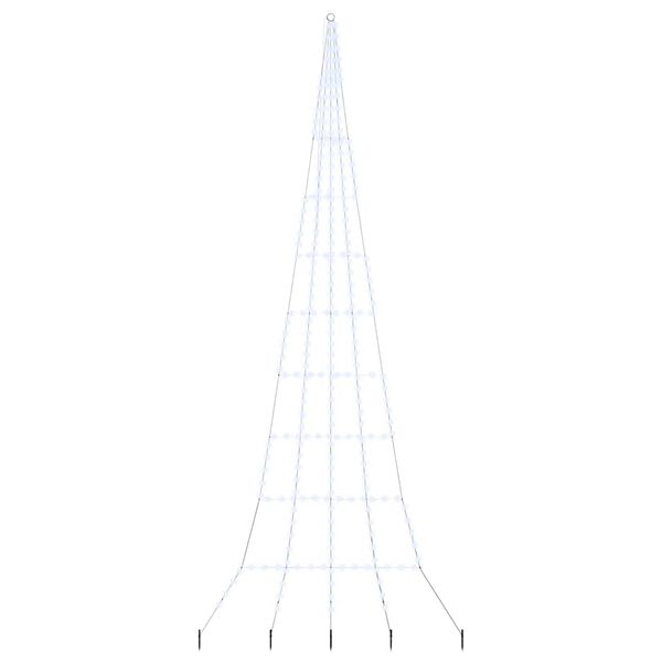 vidaXL LED Christmas Tree with Ground Spikes Cool White 500 cm Metal