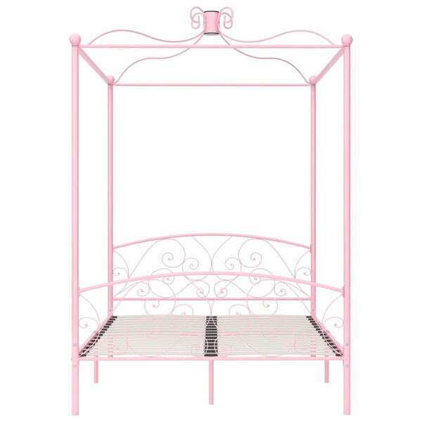vidaXL Canopy Bed Frame without Mattress Pink Metal 120x200 cm
