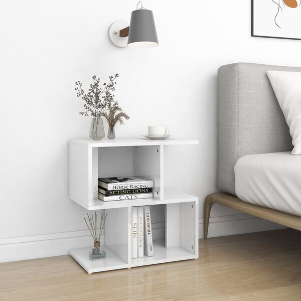vidaXL Bedside Cabinet High Gloss White 50x30x51.5 cm Engineered Wood