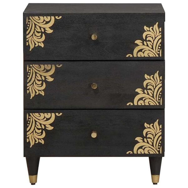 vidaXL Bedside Cabinet Black 50 x 33 x 62 cm Solid Mango Wood