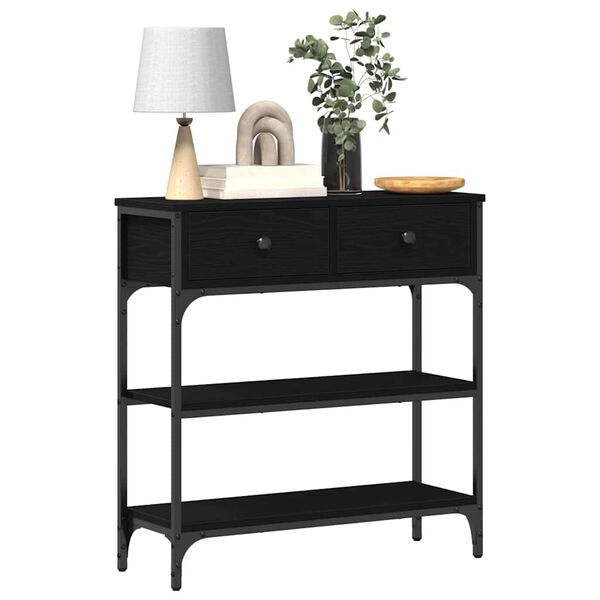vidaXL Console Table Black Oak 72.5 x 25 x 75 cm Engineered Wood