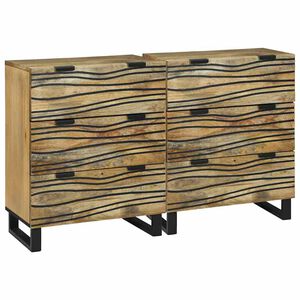 vidaXL Sideboard Set 2 pcs Natural 60 x 33.5 x 75 cm Solid Mango Wood