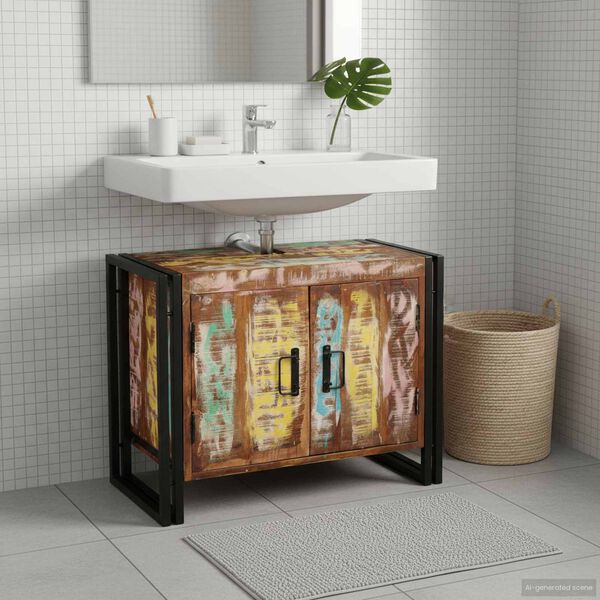 vidaXL Sink cabinet Multicolour 71 x 33 x 58 cm Solid Reclaim Wood