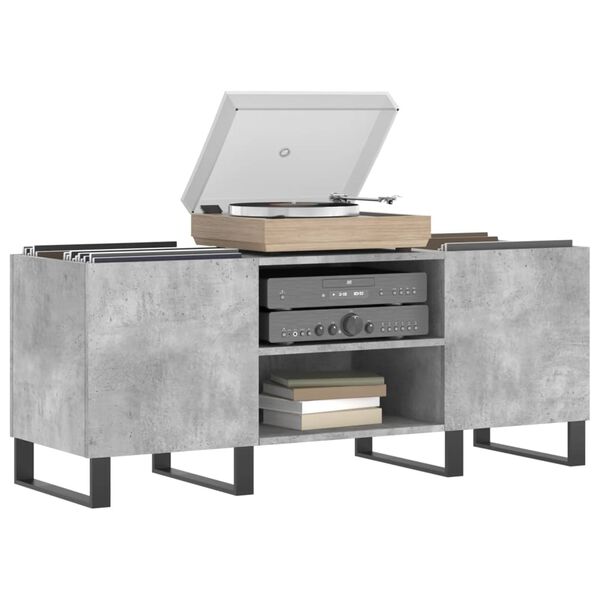 vidaXL Record Cabinet Concrete Grey 121x38x48 cm Engineered Wood