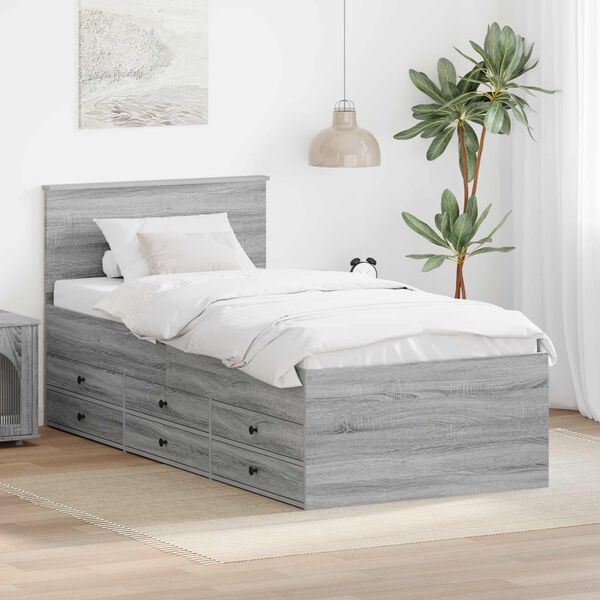 vidaXL Daybed Grey Sonoma and Black 100 x 200 cm Engineered Wood
