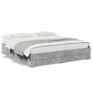 vidaXL Bed Frame with Drawers without Mattress Concrete Grey 180x200 cm Super King