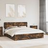 vidaXL Bed Frame with Drawer Smoked Oak 200 x 200 cm Engineered Wood