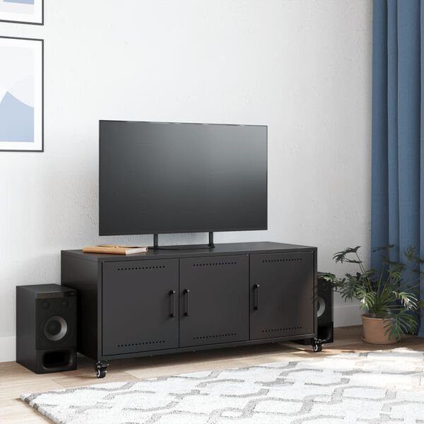 vidaXL TV Cabinet Black 100.5x39x43.5 cm Steel