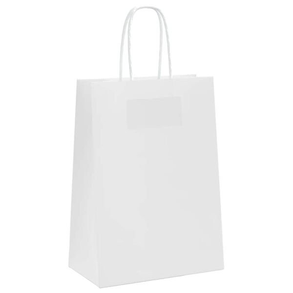 vidaXL Paper Bags 250 pcs with Handles White 15x8x21 cm