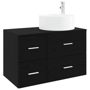 vidaXL Bathroom Furniture Set 2 pcs Black Oak Engineered Wood