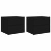 vidaXL Wall-mounted Bedside Cabinets with LED Lights 2 pcs Black