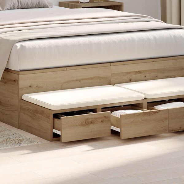 vidaXL Bed Drawers Artisan Oak 120 x 36.5 x 16.5 cm Engineered Wood