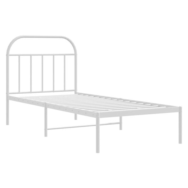 vidaXL Metal Bed Frame without Mattress with Headboard White 90x190cm