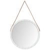 vidaXL Wall Mirror with Strap White &Oslash; 55 cm