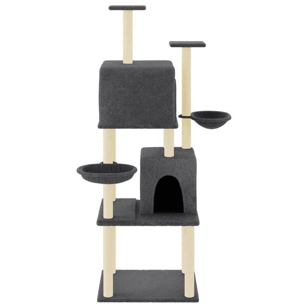 vidaXL Cat Tree with Sisal Scratching Posts Dark Grey 180 cm