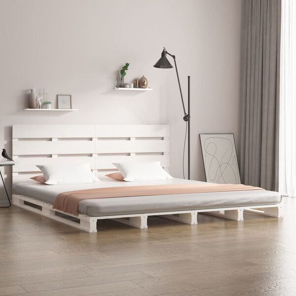 vidaXL Bed Frame without Mattress White Solid Wood Pine Small Double