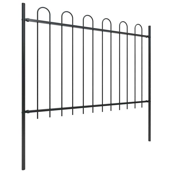 vidaXL Garden Fence with Hoop Top Steel 1248x120 cm Black