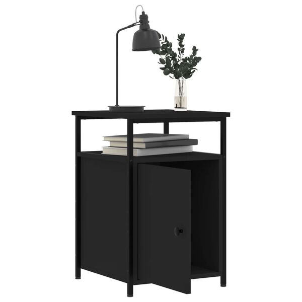 vidaXL Bedside Cabinet Black 40x42x60 cm Engineered Wood