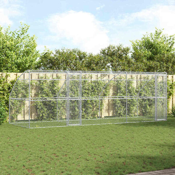 vidaXL Dog Kennel 3 pcs Silver 6 x 2 x 2 m Galvanised steel