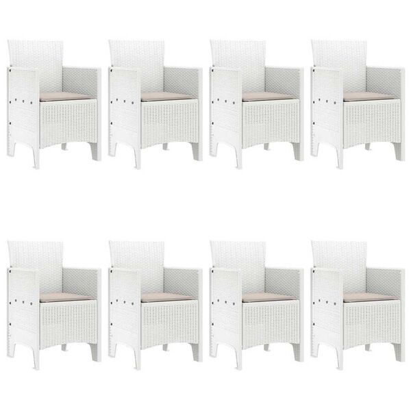 vidaXL Garden Dining Set 9 pcs White Polt rattan