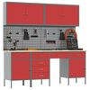 vidaXL Work Cabinet with Drawer 10 pcs Red Engineered Wood and Steel