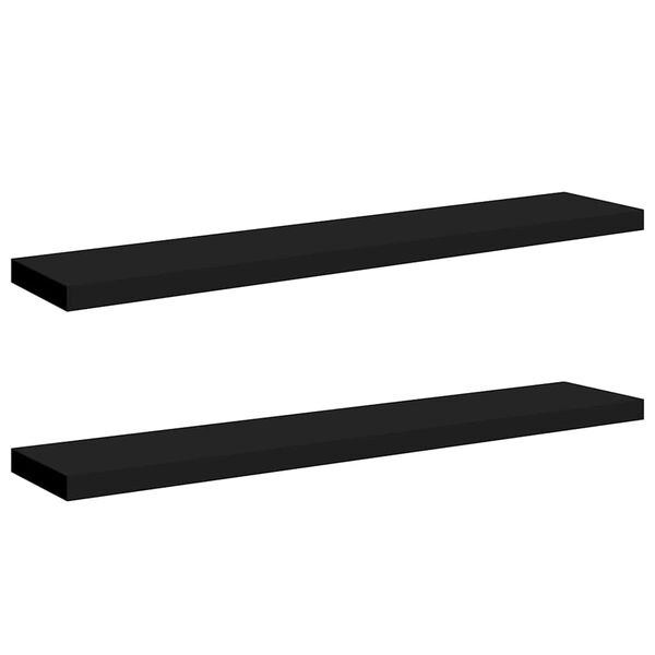 vidaXL Floating Wall Shelves 2 pcs Black 120x23.5x3.8 cm MDF