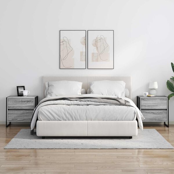 vidaXL Bedside Table Grey Sonoma 50 x 39.5 x 50 cm Engineered Wood