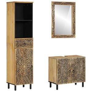 vidaXL 3 Piece Bathroom Furniture Set Solid Wood Mango