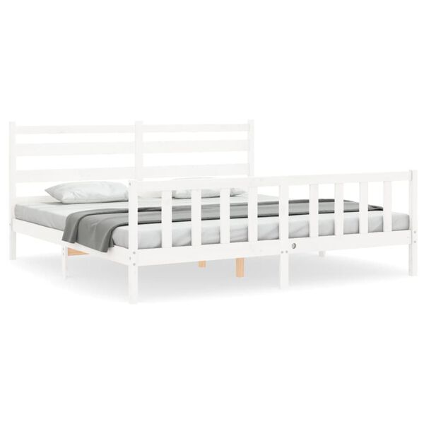vidaXL Bed Frame without Mattress White Solid Wood Pine